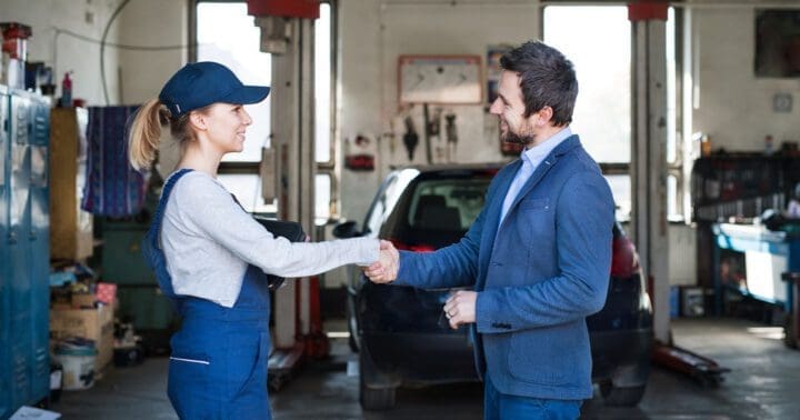 dealership service manager and customer